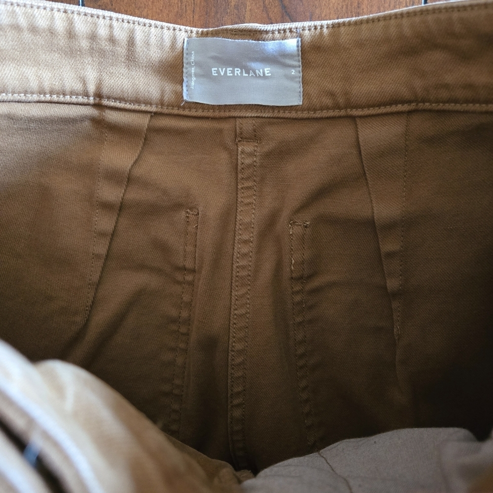 Everlane Wide Leg Crop Pant High Rise Stretch Cotton Women's Ochre Brown Size 2 - Picture 5 of 8